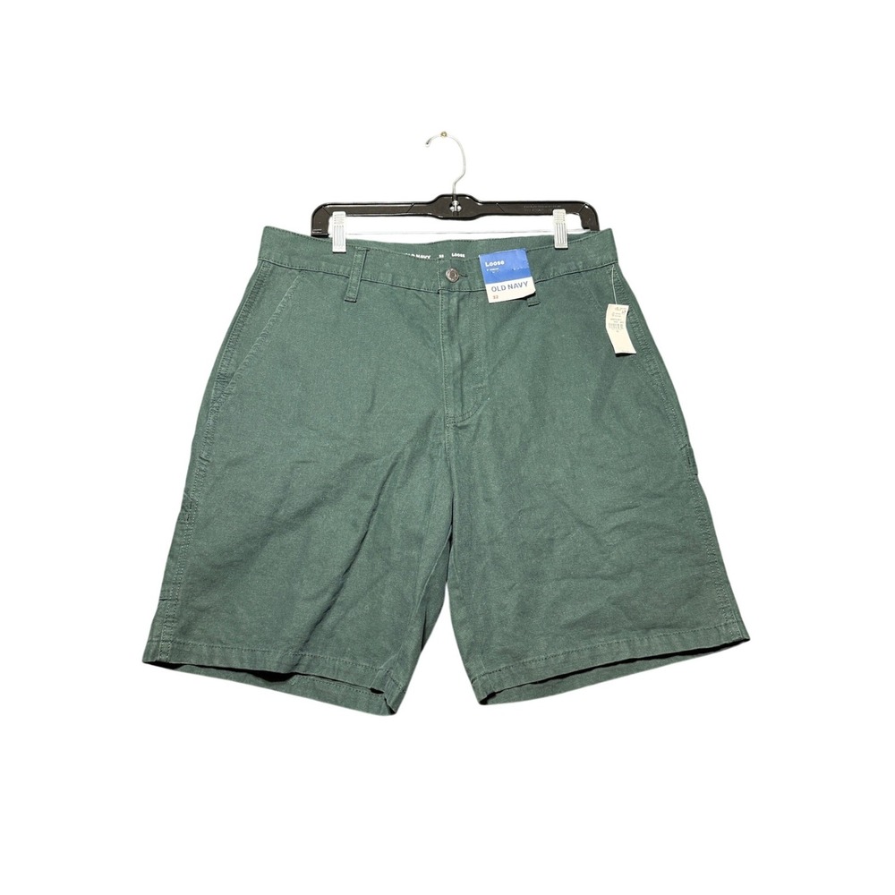 Old Navy Loose Twill Cargo Shorts Mens 32 Green Forest Canopy 9 Inseam